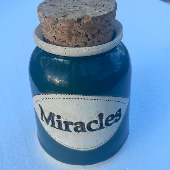 Dr. Brophy's Blue Word Signed Pottery Jar "Miracles” - Picture 1 of 5
